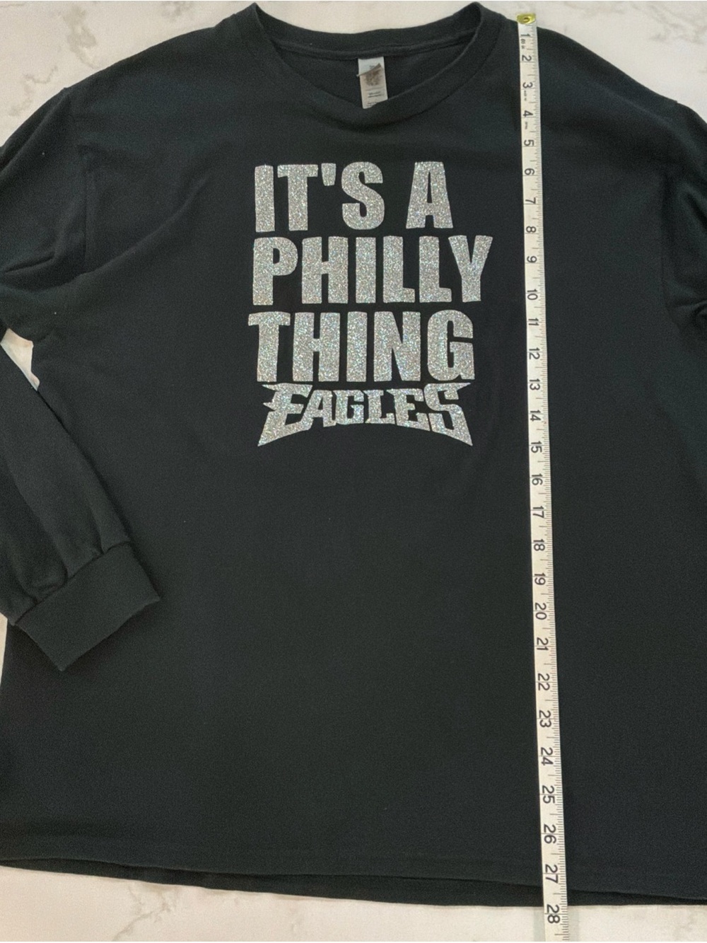 Womens Philadelphia Eagles Sparkle Long Sleeve Black Tee Shirt L A Philly Thing - Picture 9 of 9